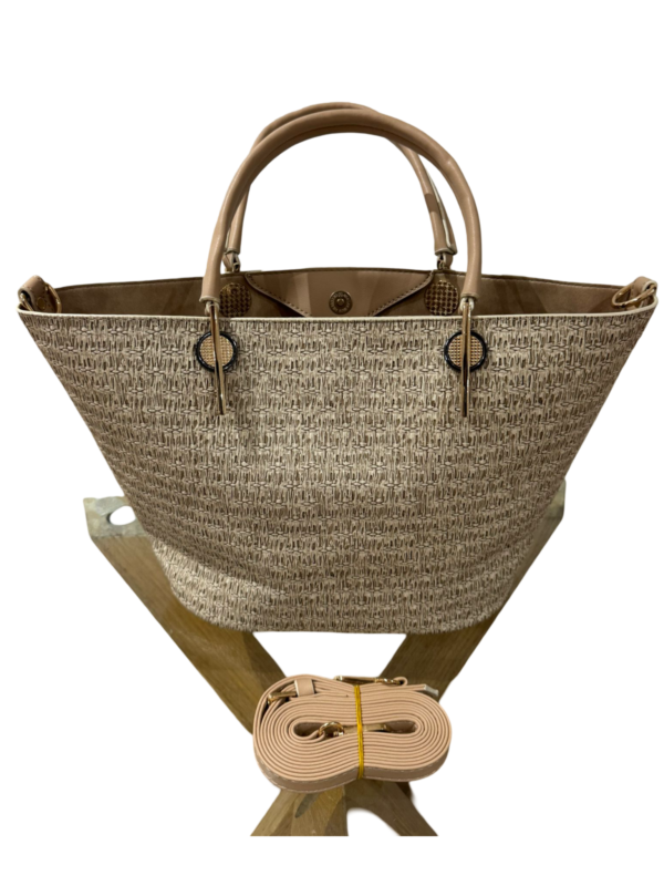 Straw pattern Woman Shoulder Tote Bag - Image 4